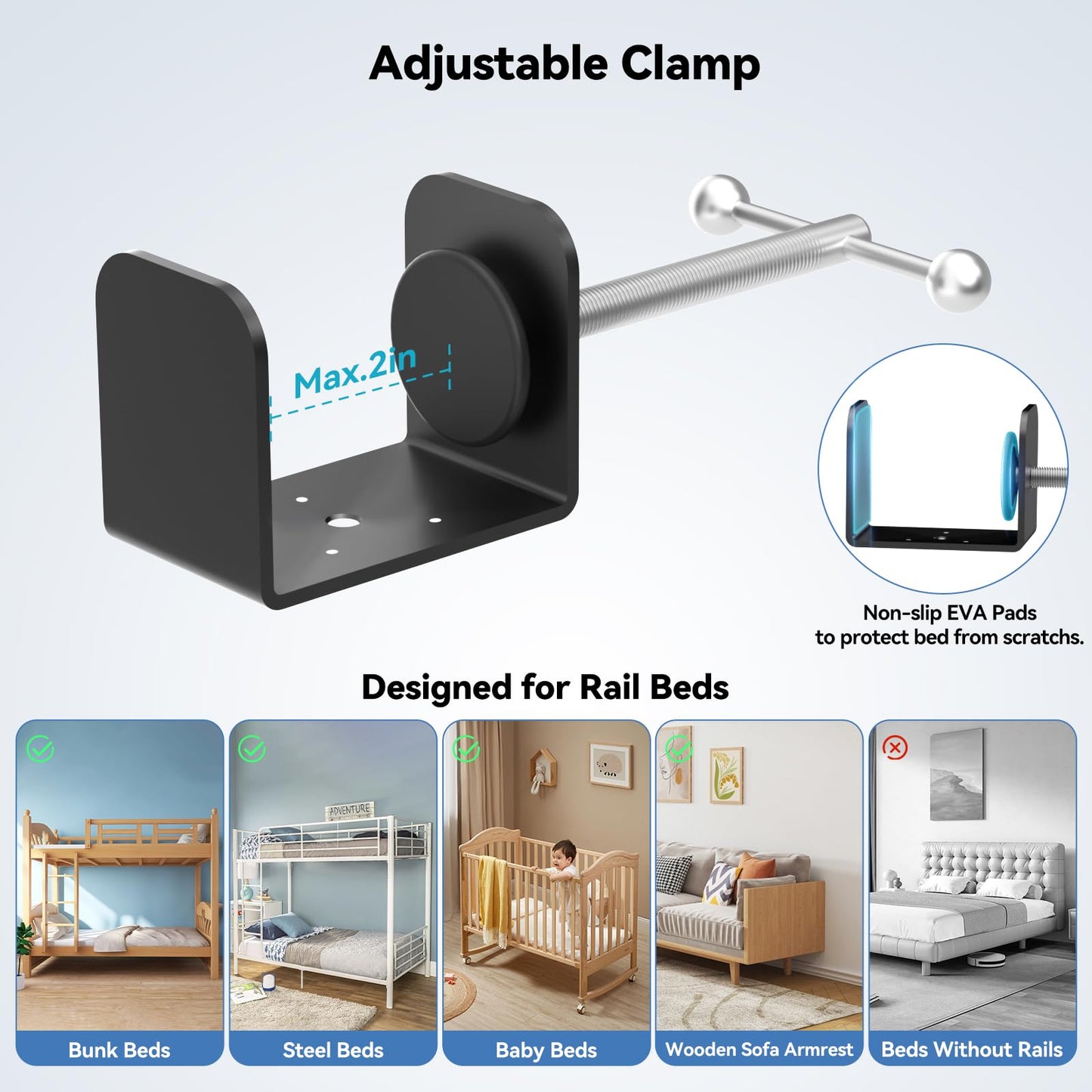Bedside Shelf Bunk Bed Shelf for Top Bunk 15’’ Clip On Bedside Tray Adjustable Height Attachable Bedside Table Dorm Bedside Table for Loft Bed Dorm Room with Cup Holder & 3 Retractable Hooks Black