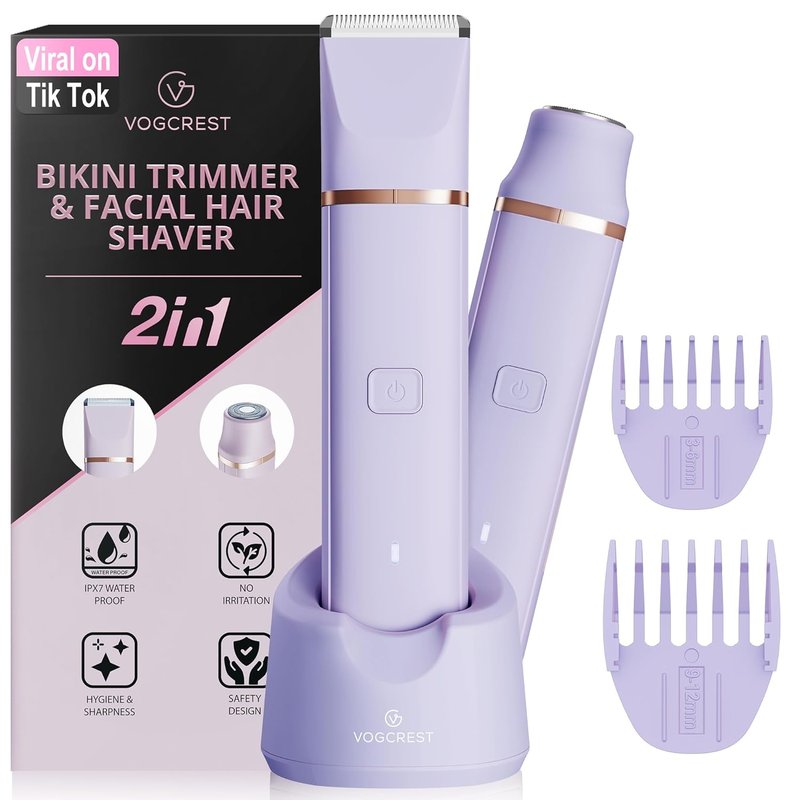 Bikini Trimmer for Women - 2-in-1 Painless Body Shaver | Portable Grooming Kit for Underarms, Legs, and Arms