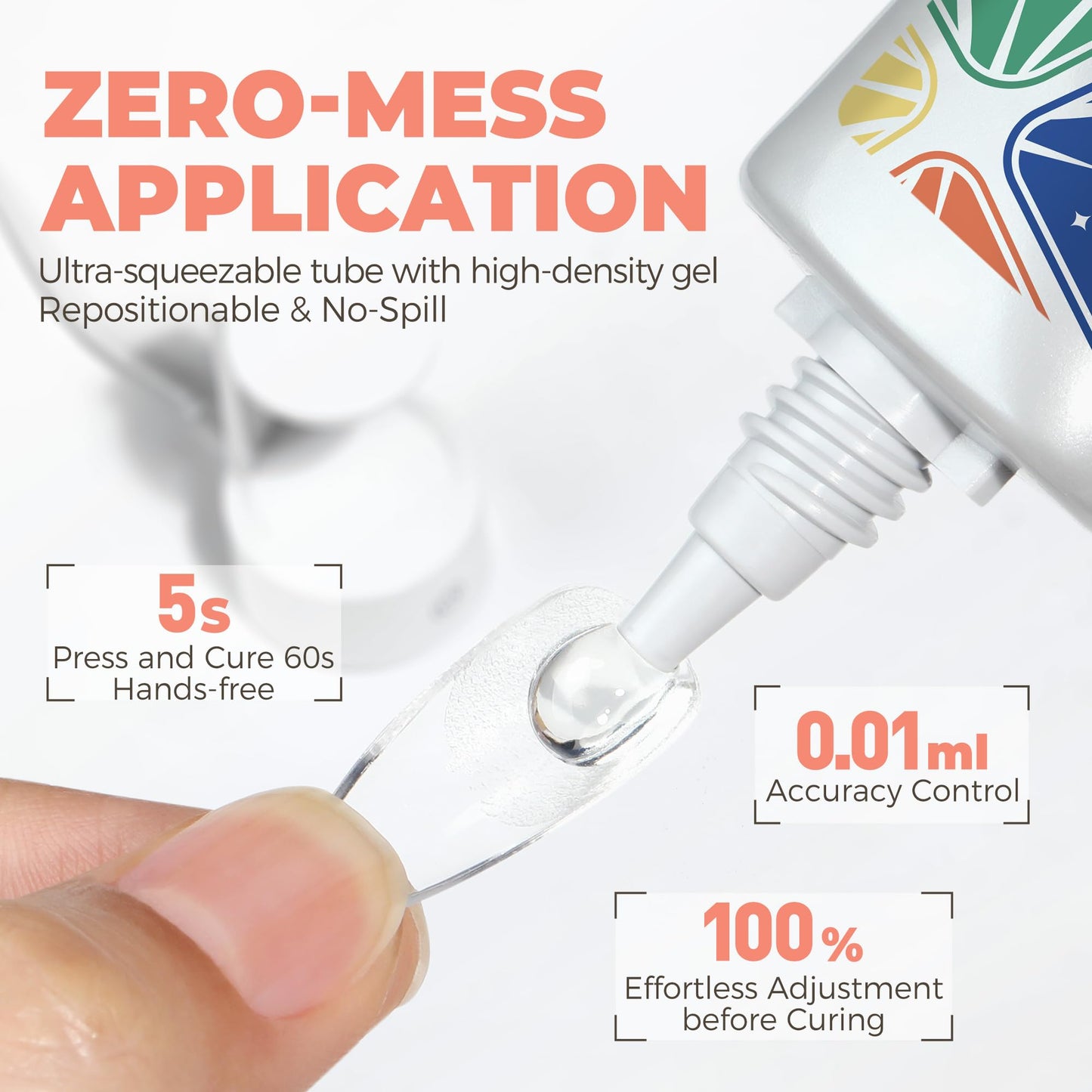 Soft Gel Nail Tips Glue, 4 in 1 40ml Super Strong Nail Glue for Press ons, 28 Days Long Last Solid Glue Gel Soak Off for Acrylic Fake Nails Extension Lamp Curing Needed