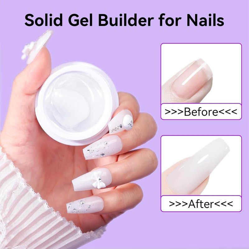 Makartt 3D Gel Nail Art - 4-in-1 Solid Builder Gel, Non-Sticky White, 15ML | Perfect for DIY & Salon Use