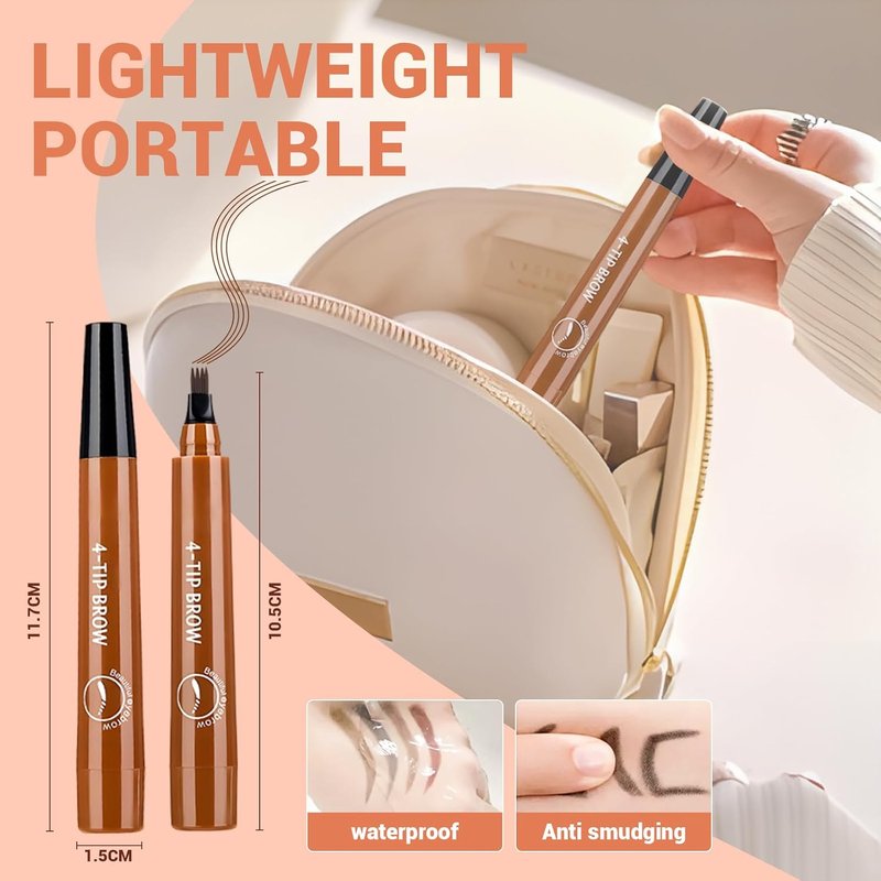 Microblading Eyebrow Pencil - 2026 Upgraded Waterproof Contouring Tool with Micro-Fork Tip | Dark Brown