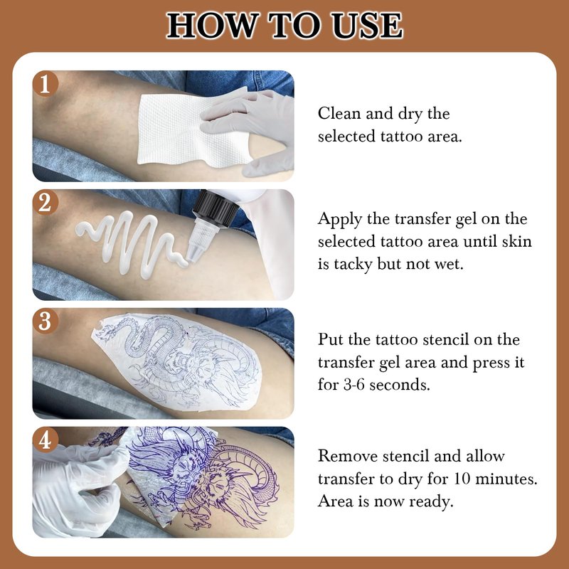 Pjordo Tattoo Stencil Transfer Gel Solution, Tattoo Stencil Gel, Tattoo Transfer Gel for Transfer Stickers Paper Machine Stencils, Tattoo Supplies Accessories for Tattoo Artists & Beginners