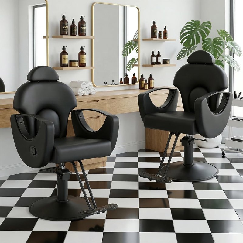 AWEPOPI Salon Barber Chair for Hair Stylist, Reclining Salon Chair with 360° Swivel, Adjustable Height, Heavy Duty Hydraulic Hair Chair for Beauty Spa Equipment, Shampoo, Tattoo, Matte Black