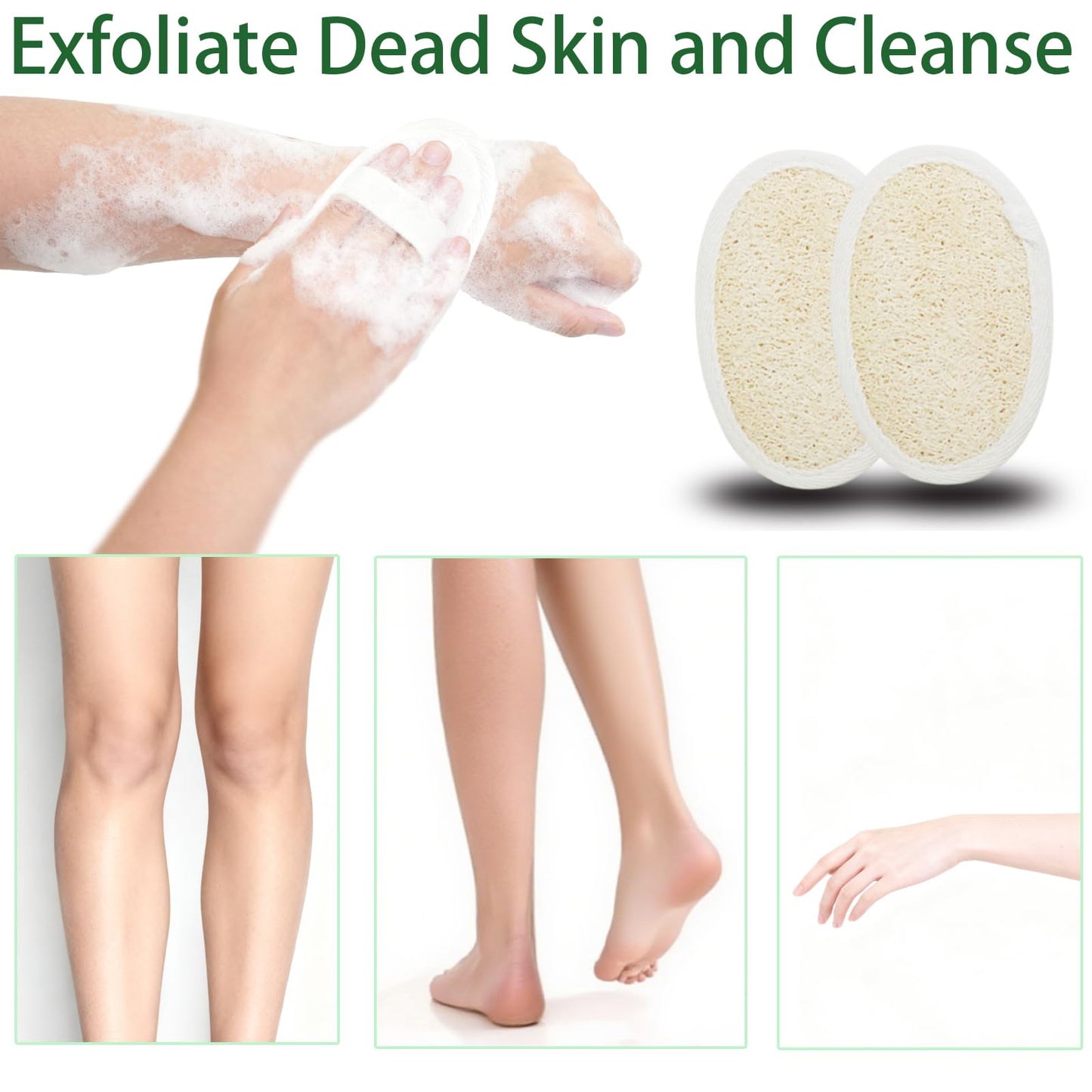 UCEHIPAW 54 Pcs Exfoliating Loofah Pad Bulk Natural Scrubber Luffa Brush Close to Skin Body Scrubber Shower Loofah Sponge Pad for Men Women Spa Bath