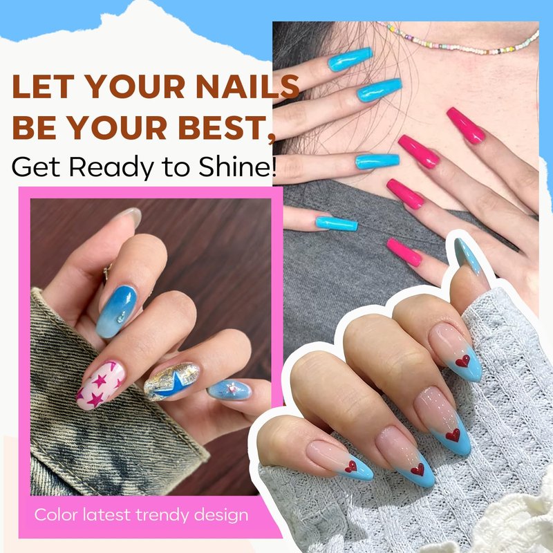 Modelones Gel Nail Polish Set - 6 Vibrant Colors for Summer | Hot Pink, Blue, Milky White & More with Nail Art Tools