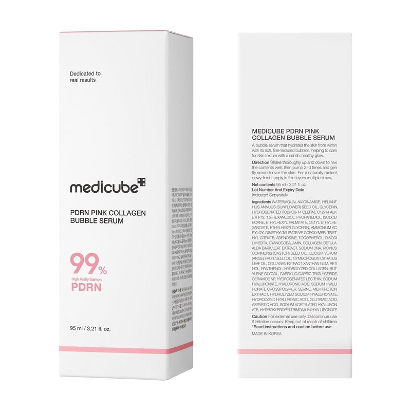 Medicube PDRN Pink Collagen Bubble Serum - Firming Serum with 99% Purity PDRN & Low-Molecular Collagen | Lightweight, Fast-Absorbing Formula for Radiant Skin | 3.21 fl. oz.