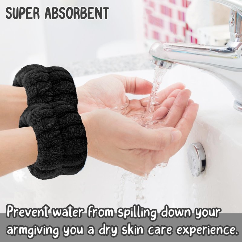 CERETIA Face Washing Headband and Wristband Set of 3, Microfiber Spa Wristbands and Headband for Women, Absorbent Wristbands for Washing Face, Wrist Scrunchies for Skin Care, Hair Accessories