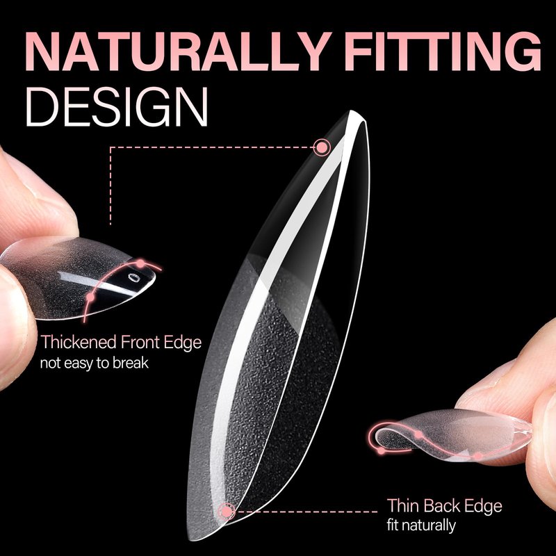 AILLSA Short Almond Nail Tips Pre-Shaped Acrylic Nail Tips Half Matte Full Cover Nails Tips Clear Gelly Press on False Tip Nail for Extension Nail Manicure Home DIY 240PCS 15Sizes