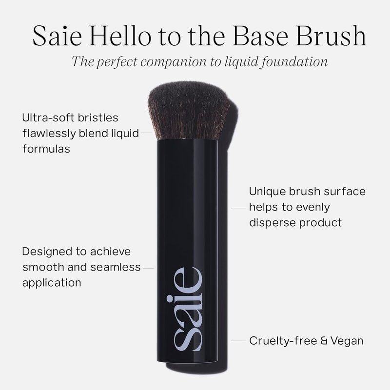 Saie The Base Foundation Brush - Ultra-Soft Liquid Makeup Brush with Cruelty-Free Synthetic Bristles | Perfect for Foundation & Cream Bronzers