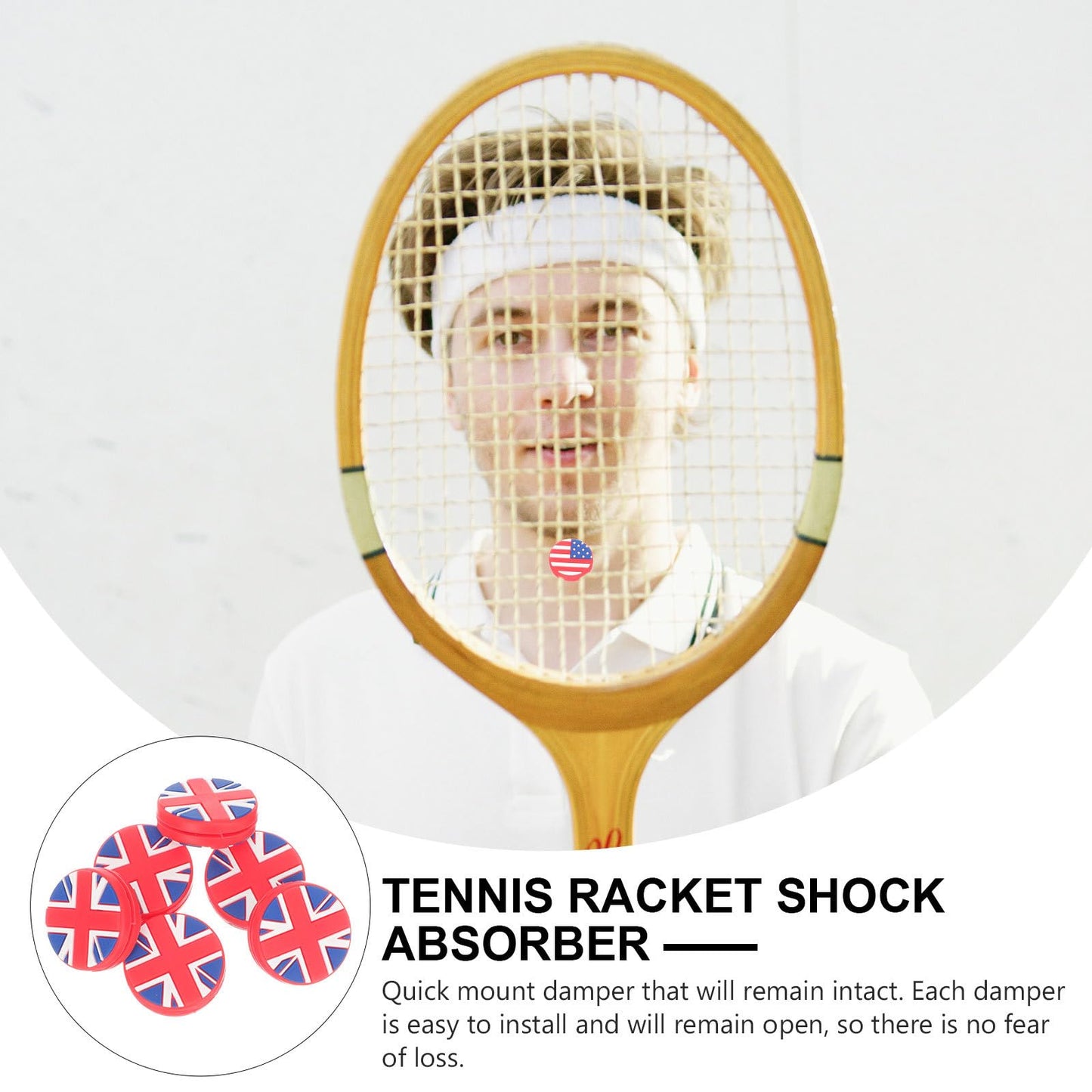 TOVINANNA 6Pcs National Flag Designed Tennis Racket Vibration Dampeners Shocking Absorbers for Improved Play and Comfort Accessories
