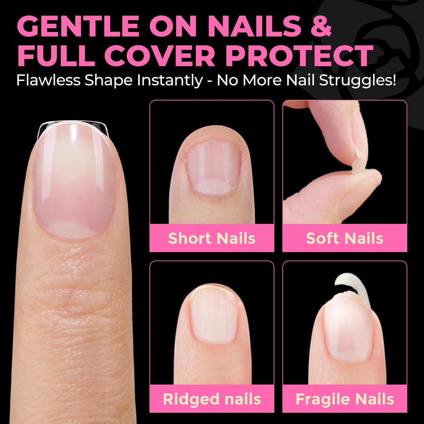 UNA GELLA Short Square Nail Tips Squoval 504PCS Pre Etched Extra Short Soft Gel Fake Nails Tips for Women DIY Squoval Press On Nails Extension French Style Salon Full Cover Acrylic Tips 12 Sizes