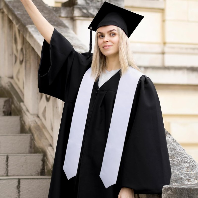 PureGuard Graduation Stole - White Sash for Class of 2026 | 70" Unisex Adults for Academic Ceremonies