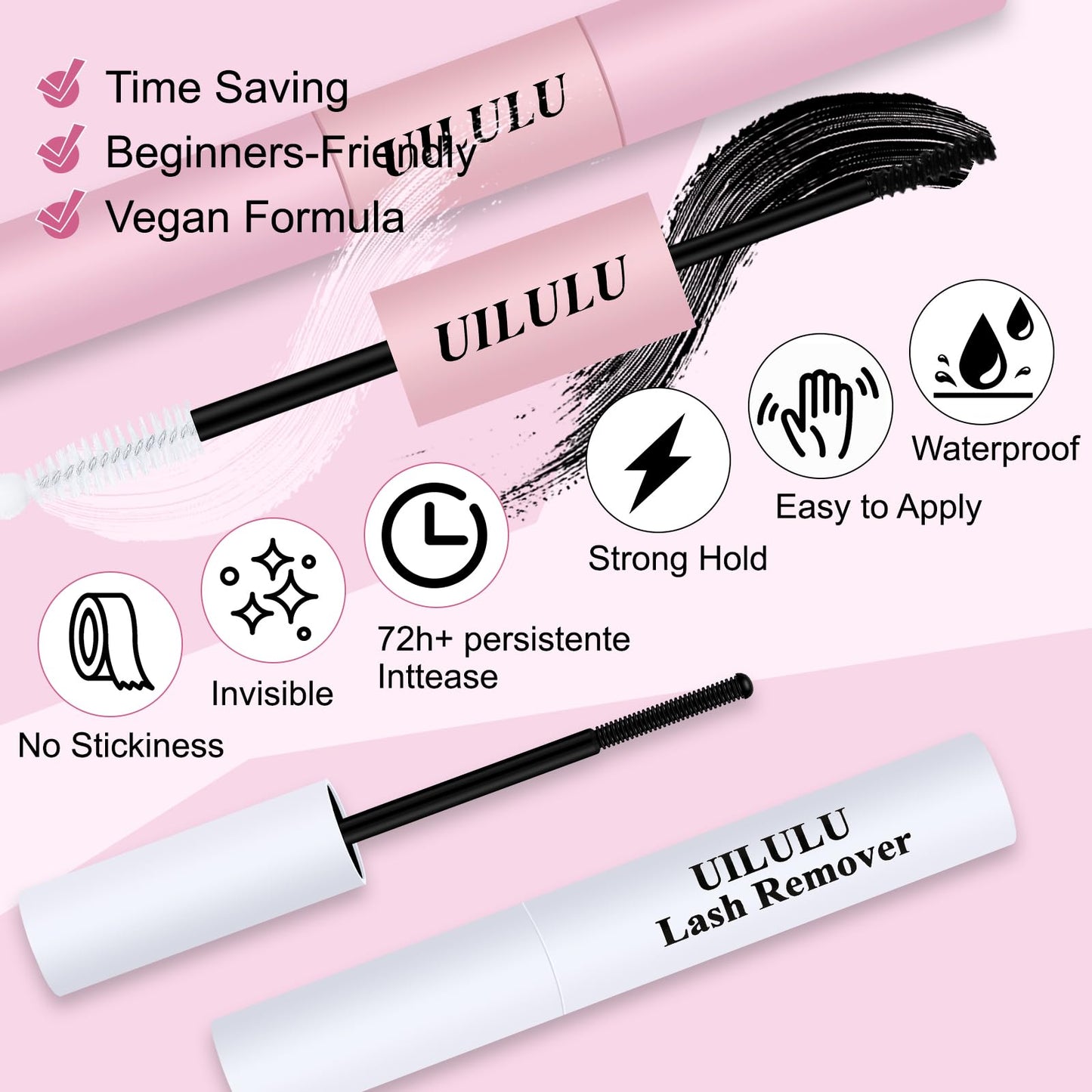 Uilulu Lash Cluster Glue, Lash Bond and Seal With Lash Remover Waterproof Glue for Eyelash Clusters Hold Long-Lasting Eyelash Adhesive (15ml)