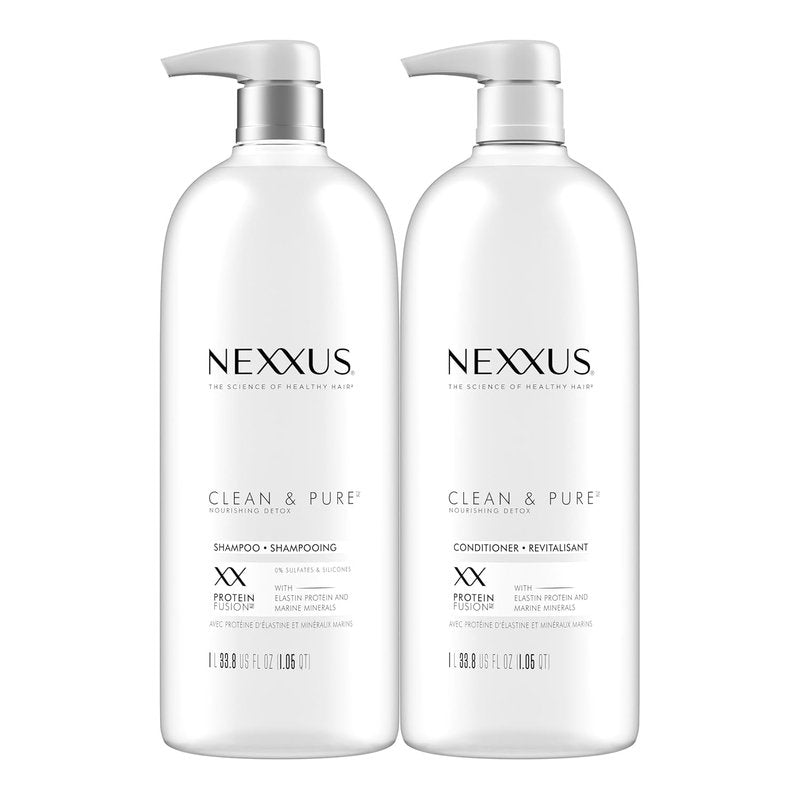 Nexxus Clean and Pure Clarifying Shampoo & Conditioner 2-Pack - Nourishing ProteinFusion, Paraben-Free, 33.8 oz