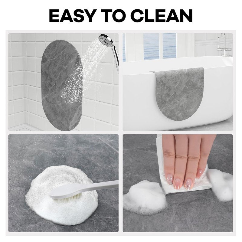 Hargiis Bath Mat Rug Soft and Absorbent Bathroom Mats and Rugs for Shower and Floor - Non-Slip, Machine Washable Bath Mat for in Front of Bathtub and Shower Room (27" ×17", Marble Deep Gray)