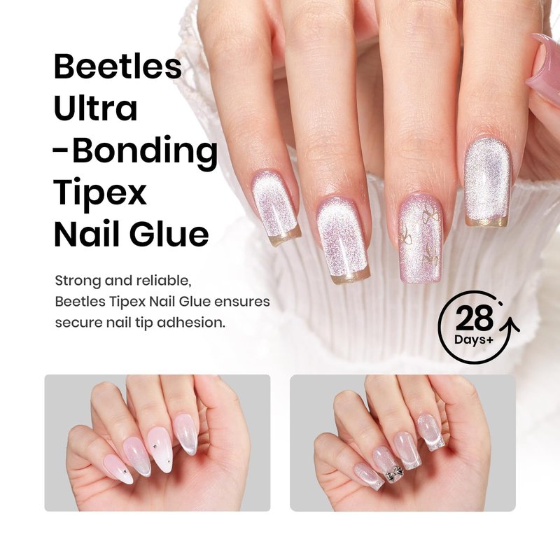 Beetles Tipex Nail Glue Gel 2 Pcs 20g, Super Strong Hands-Free Solid Nail Glue for Tipex Instant Apex Nail Tips, Professional Beginner-Friendly, U V Light Required