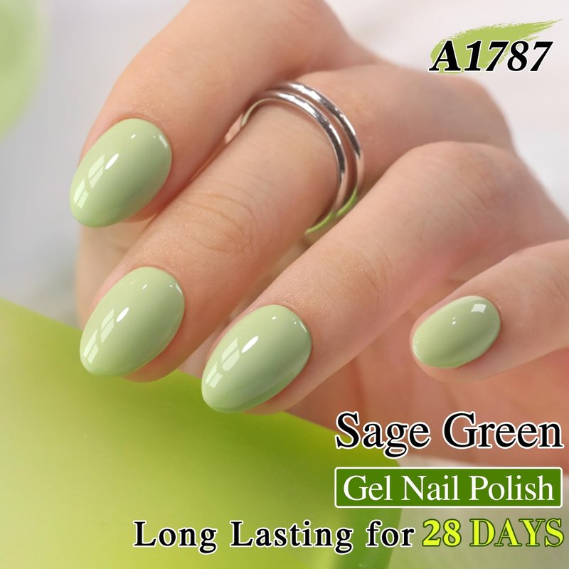 Double Rhythm 15ML Gel Nail Polish Pure Sheer Same Color Same Bottle Soak Off Gel Polish Art Manicure Salon DIY at Home for Women (Stone Green-A1787)