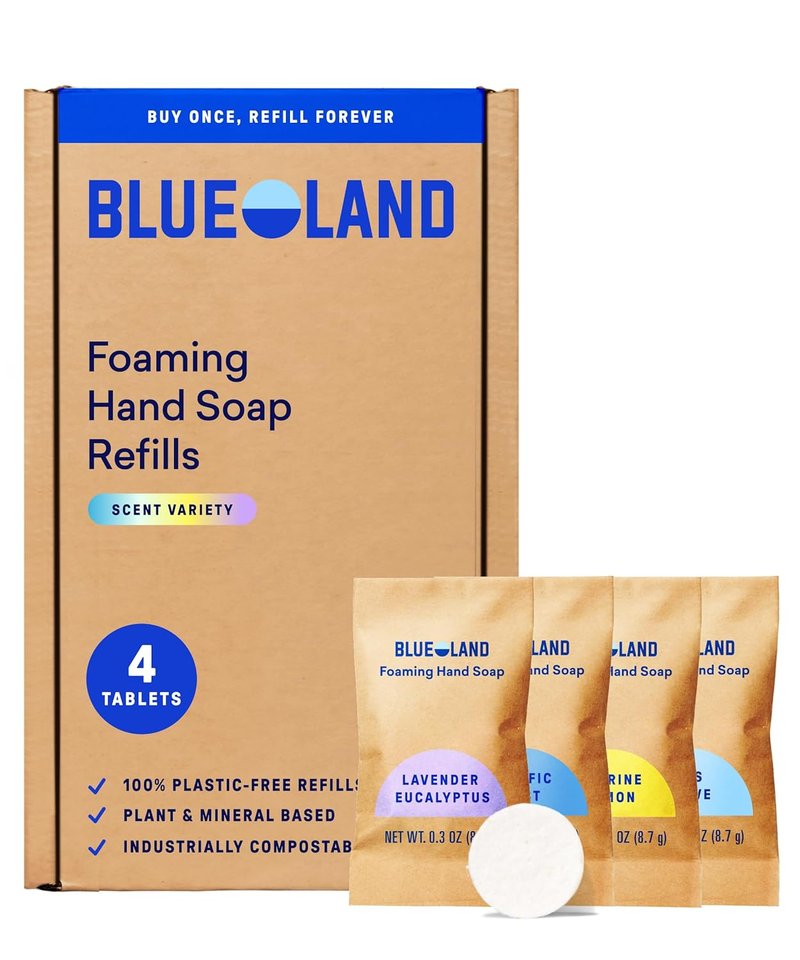 BLUELAND Foaming Hand Soap Tablets - Eco-Friendly 4-Pack Variety Scents | 4 x 9 Fl Oz