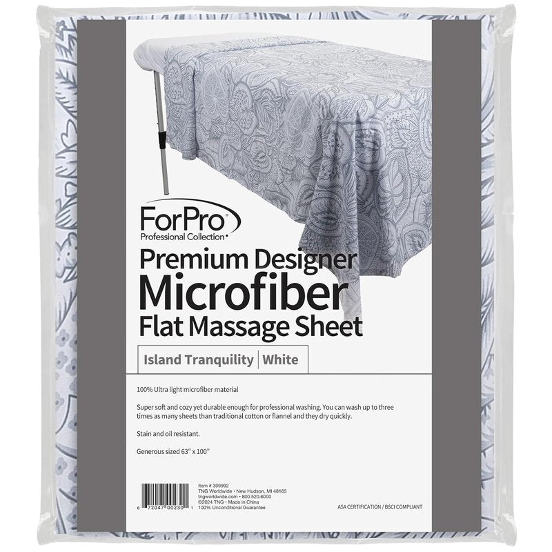 ForPro Premium Microfiber Flat Sheet - Ultra-Light, Stain & Wrinkle-Resistant | 63" W x 100" L, Island Tranquility White