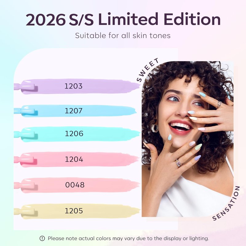 modelones Spring Gel Nail Polish, 6 Colors Pastel Pink Purple Blue Yellow Green Shades Pale Macaron Colors Nail Art Gel Design for Nail Lovers Gift Salon DIY