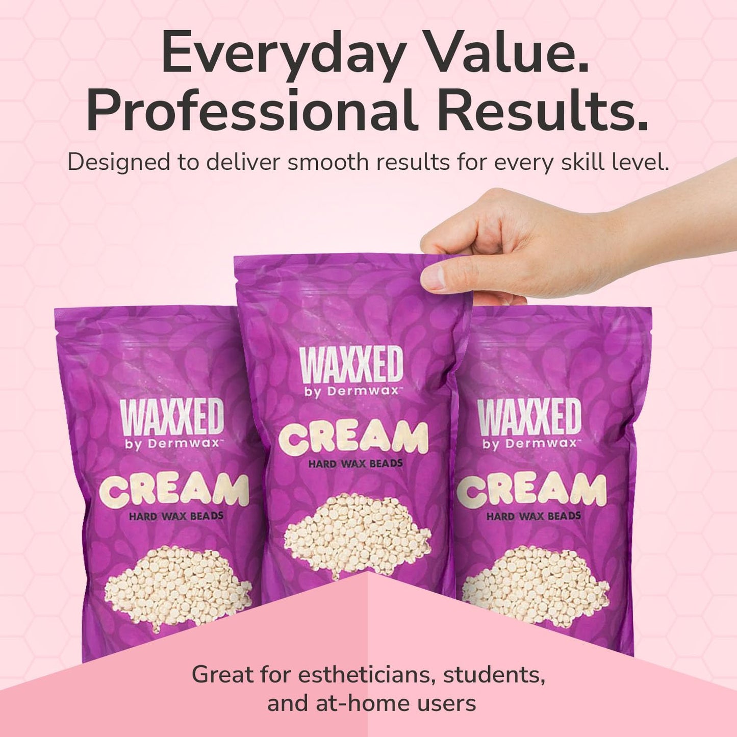 WAXXED Cream Hard Wax Beads 2.2LB - Professional Hair Removal Wax for Sensitive Skin - Smooth Application & Clean Removal