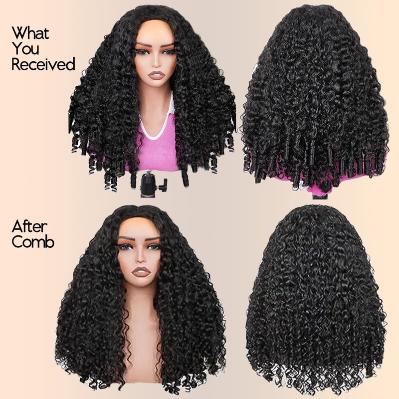 250% Density Burmese Curly Half Wig,100% Human Hair,[2-Year Life,175g],Glueless 3 In 1 Seamless Flip Over Half Wigs Human Hair for Black Women No Glue No Lace Wig with Spiral Ends 16 Inch