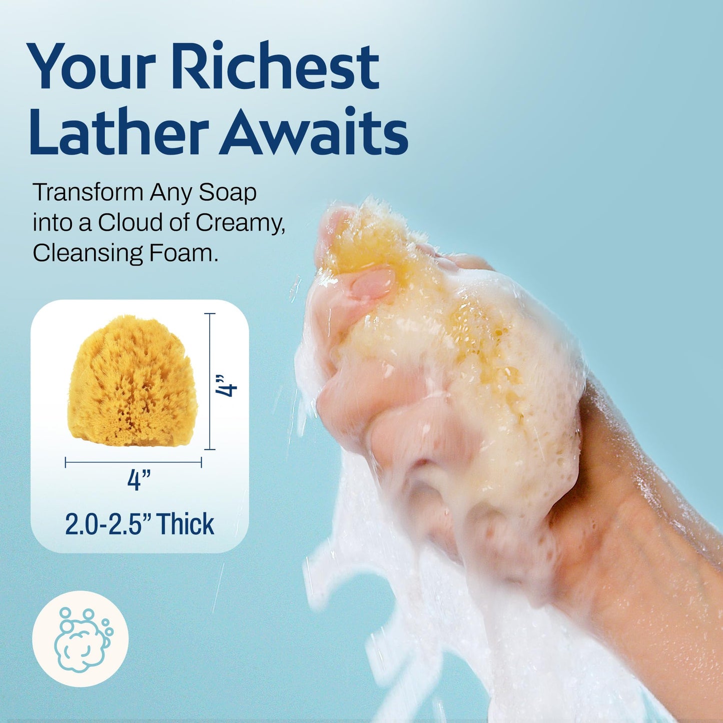 HartFelt Exfoliating Grass Sea Sponge Beauty Box | 2 Bath Sponges for Shower Women & Men 4in | Natural Sponge with Mesh Bag for Cleaning & Drying | Cleanses Skin from Dirt & Excess Oil - Gift Box