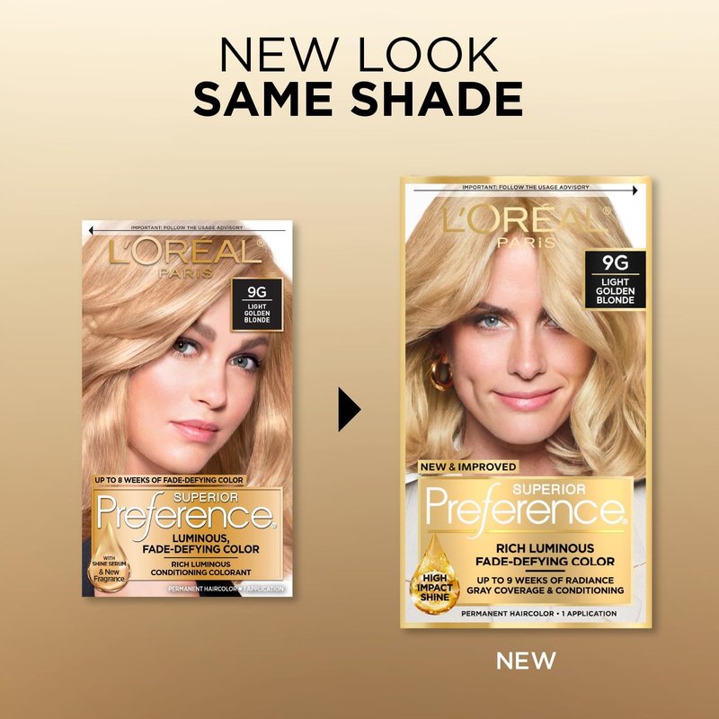 L’Oreal Paris Superior Preference - 9G Light Golden Blonde Hair Color | Pack of 2