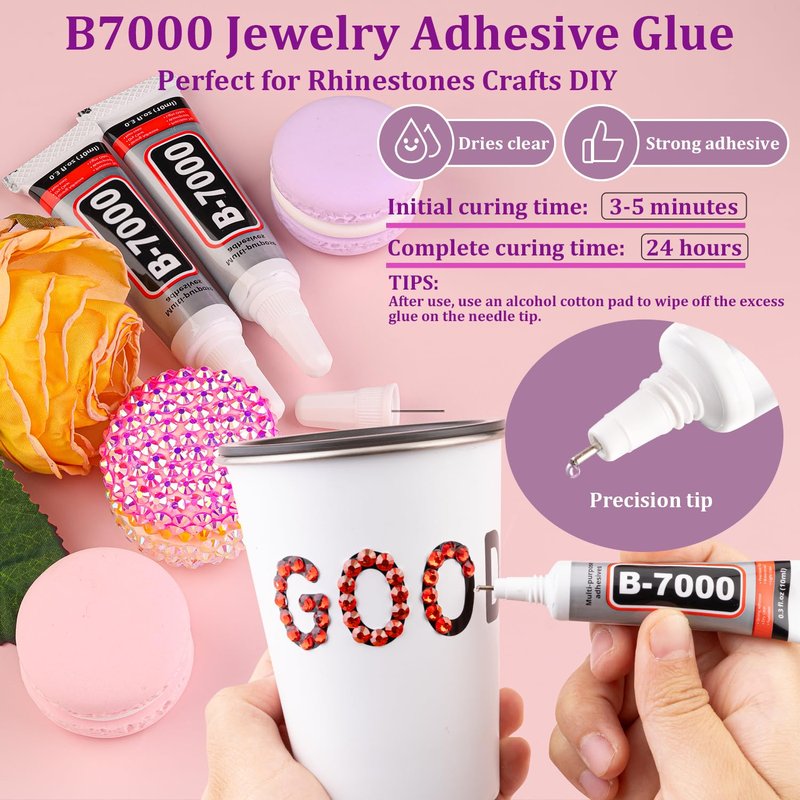 30000Pcs Resin Rhinestones for Bedazzling with Tweezers, Red Rhinestones for Crafting with 3Pcs 10ml B7000 Jewelry Glue for DIY Crafts Clothing Tumblers Shoes Fabric Nail Art