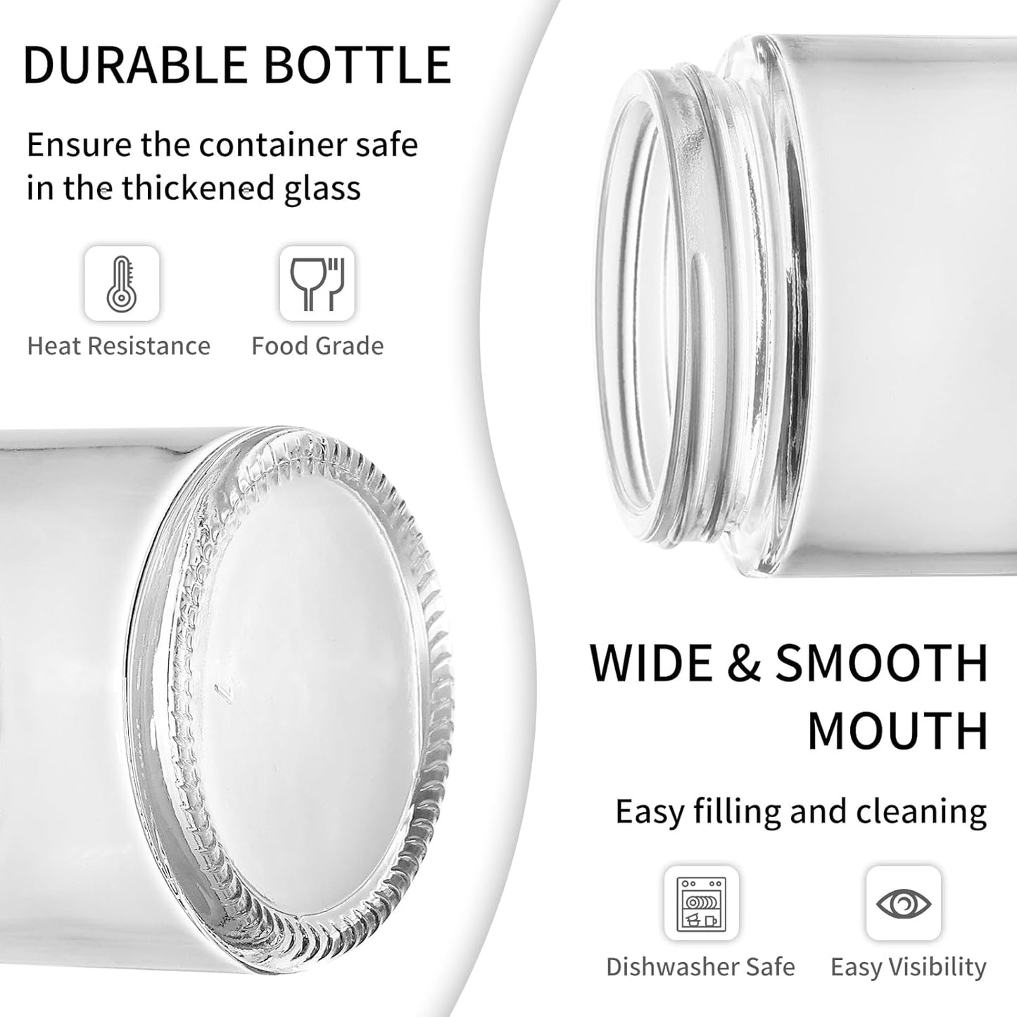 Small Glass Jars - 2oz Clear Round Cosmetic Jars with Black Lids | 35 Pack for Lotions, Powders, Ointments