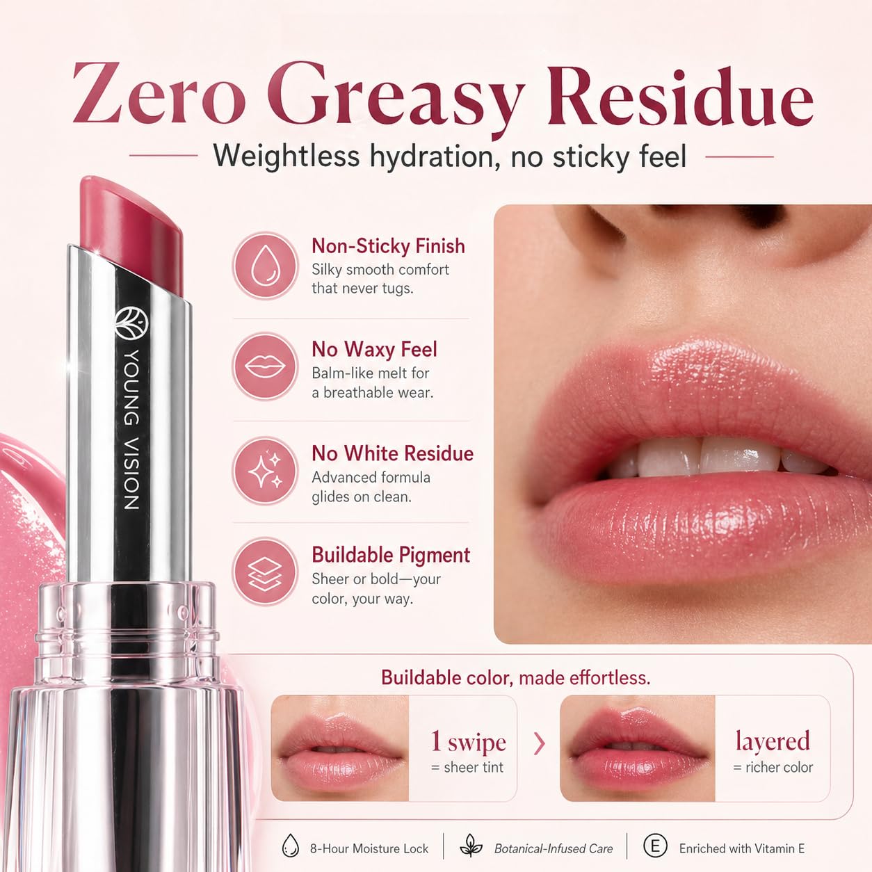 YOUNG VISION Tinted Lip Balm & Hydrating Lipstick - 8-Hour Moisture Lock Satin Finish, Warm Caramel Nude, Zero Greasy Residue, Cruelty-Free Lip Care, Warm Caramel