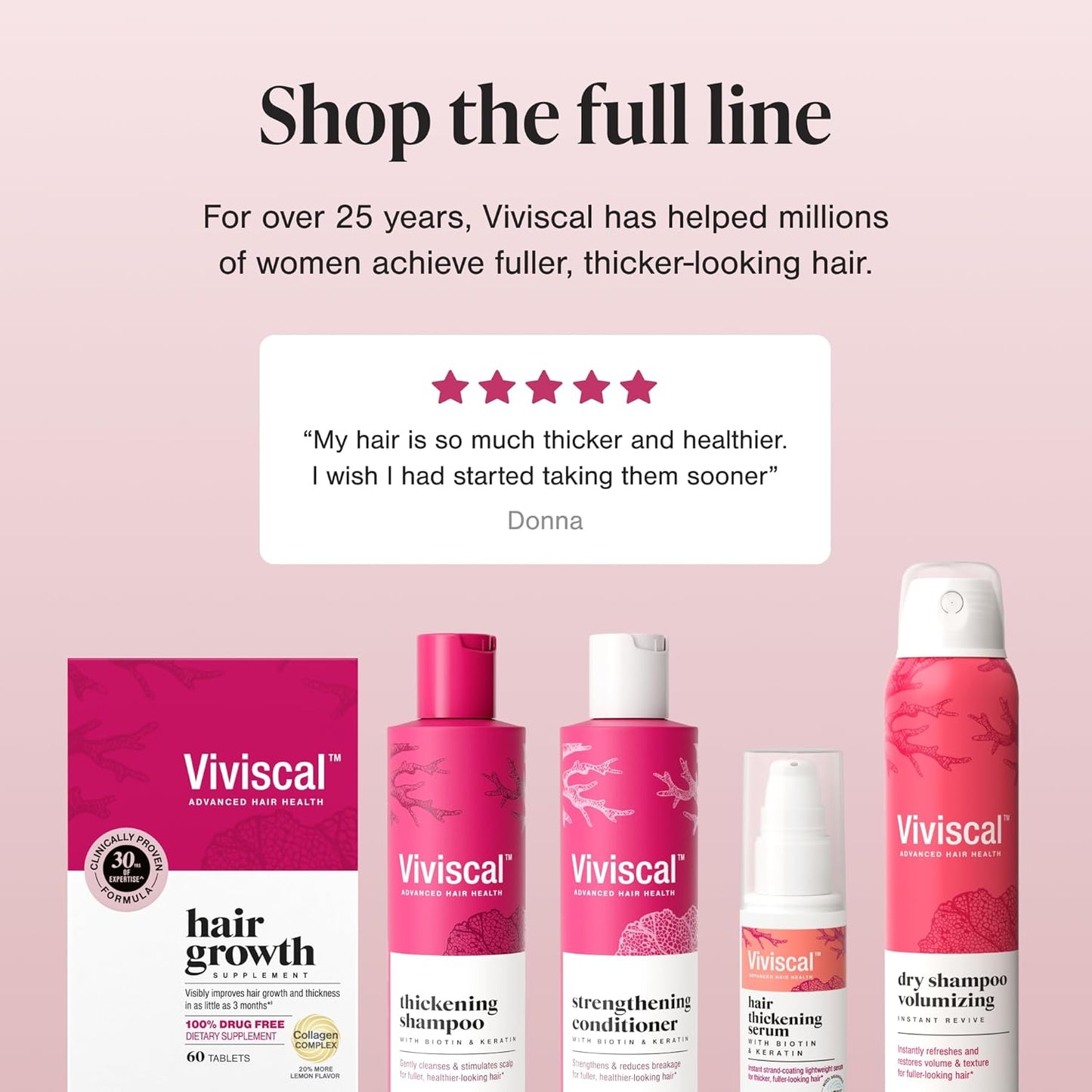 Viviscal Hair Growth Supplements for Women - Thicker, Fuller Hair Support with Biotin & Marine Collagen | 180 Tablets, 90-Day Supply