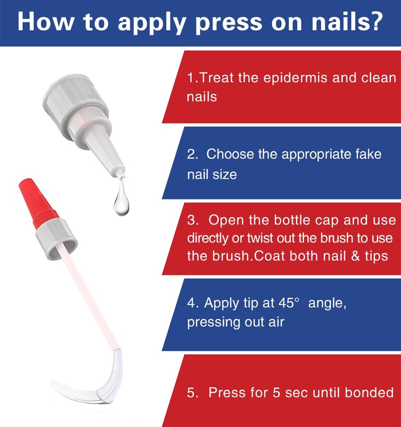 (2-in-1) 20ml Nail Glue with Brush Applicator & Nozzle,Used for Nail Tips,Acrylic Nails and Press on Nails,Built in Brush on,Super Strong,Long Lasting,Waterproof