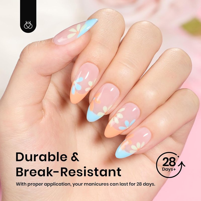 Beetles Medium Almond Gel Nail Tips - 288PCS Matte Clear False Acrylic Nails | 12 Sizes for Easy DIY Salon Use