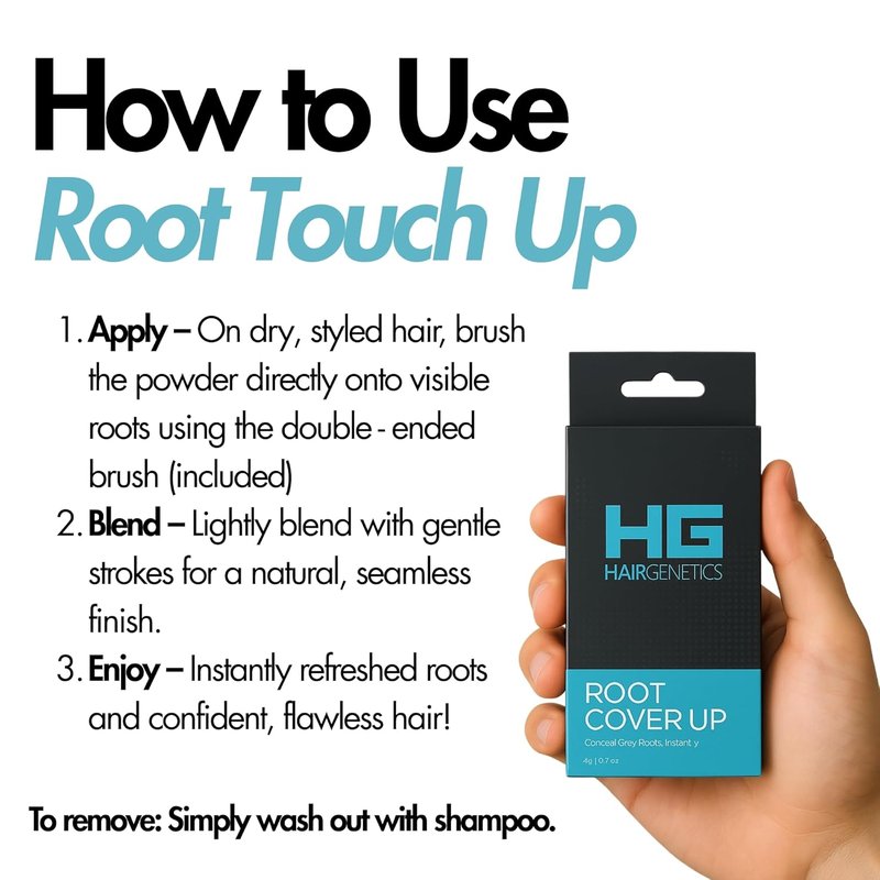 Hair Genetics Root Touch Up Powder - Natural Grey Hair Coverage with Mineral Technology | Dark Brown
