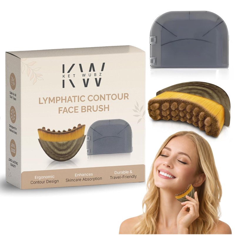 Lymphatic Contour Face Brush, Facial Brush for Lymphatic Drainage, Dry Lymphatic Massage Brush, Face Sculpting Brush, Contour Face Brush, Jawline and Chin Sculpting, Face Depuffer, Facial Tool