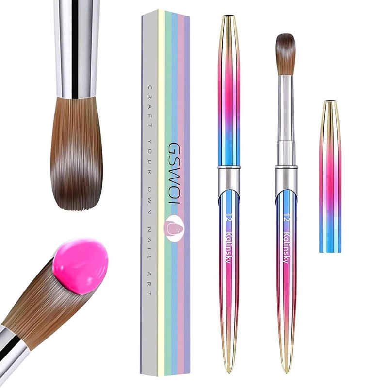 Kolinsky | 100% Pure Acrylic Nail Brush - Handmade Round Size 12 for Professional Nail Art & DIY Manicure