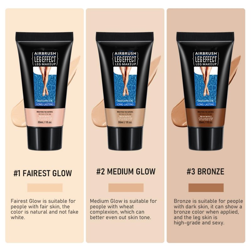 3 Colors Body Bronzers Waterproof No Transfer Flawless Looking Leg Makeup Light Leg and Body Scar Cover up Makeup/Tattoo Cover Up (30ML)