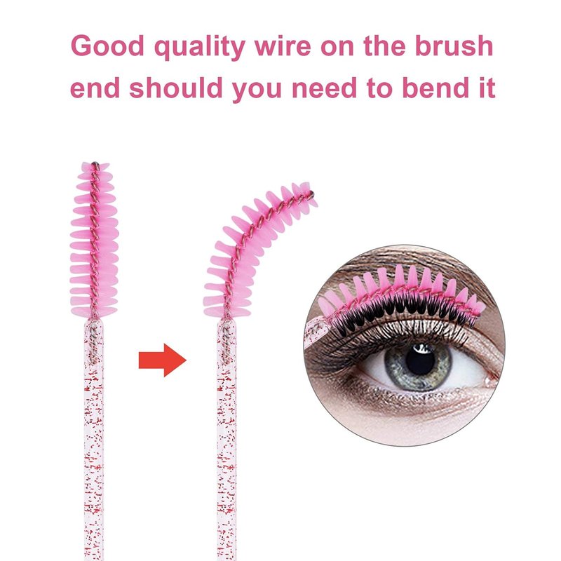 Eyelash Brush Applicators - 100PCS Disposable Mascara Wands Kit for Extensions & Brows | Light Pink Container