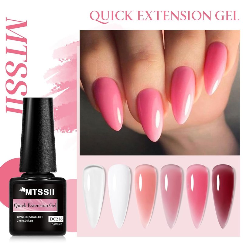 Builder Nail Gel Set - 9 Pcs Clear, White, Pink & Brown | Thickening Apex Strengthener for DIY Nail Extensions