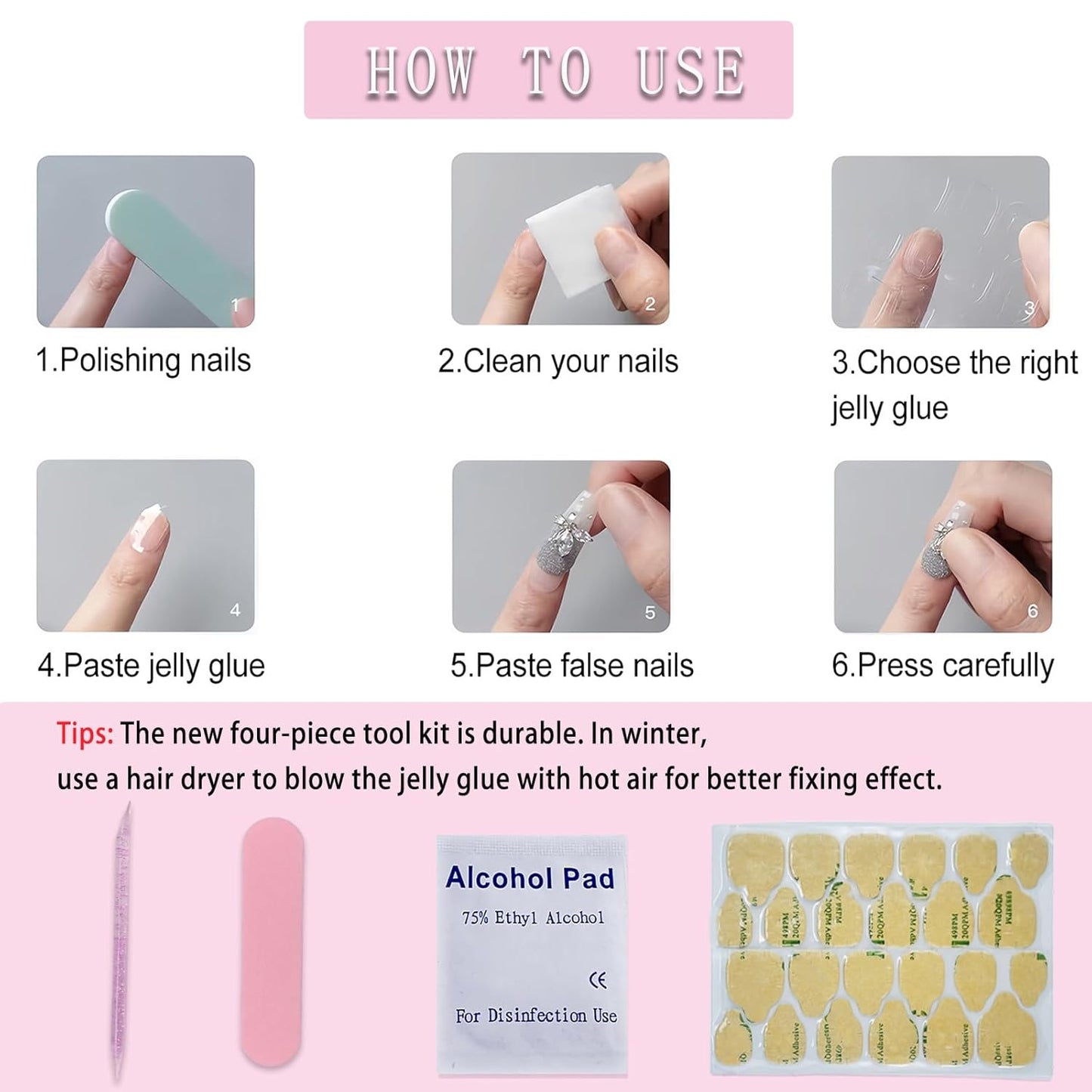 Skiennix White Chrome Press-On Nails - Short Almond Shape, Glossy Full Cover, 24 Pcs for Stunning Manicure