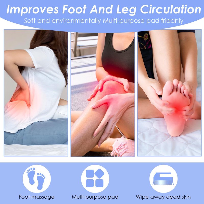 Guduling Foot Scrubber Shower,Silicone Shower Feet Scrubber Mat with Non-Slip Suction Cups,Exfoliating Bath Wash Pad,Foot and Back Scrubbers for Showers Floor,Blue