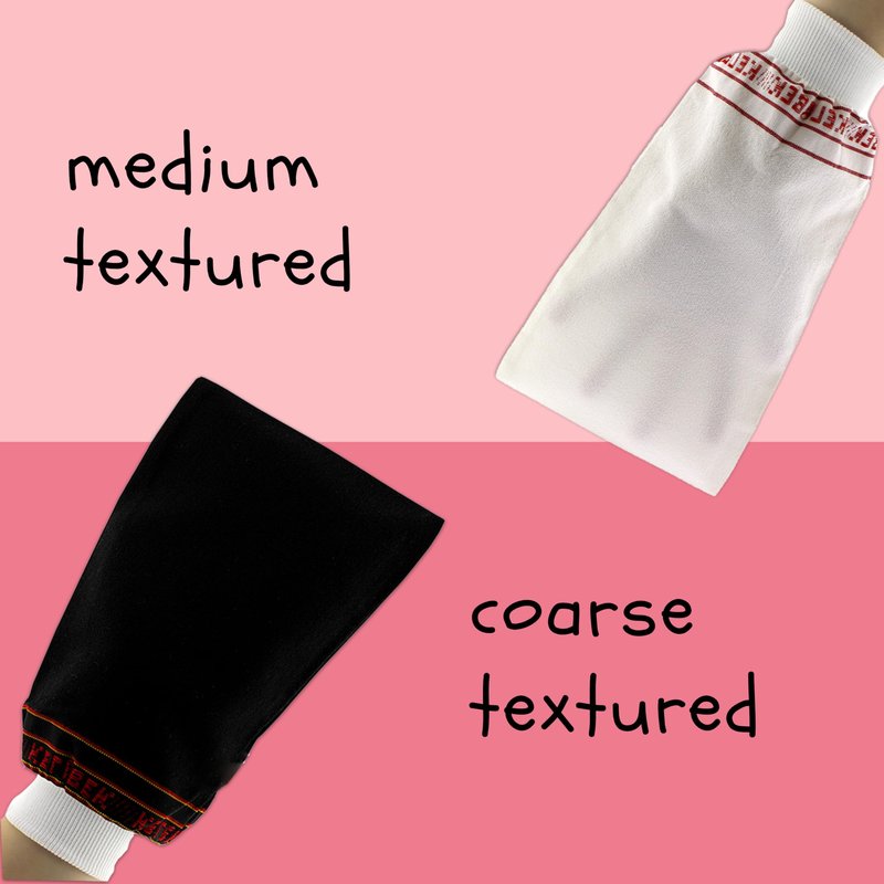 Set of 2 - Kelebek Premium Exfoliating Mitt | Deep Cleansing Bath Gloves for Women and Man | Natural Turkish Hammam Keesa for Body Scrub & Dead Skin Removal (Medium Texture)