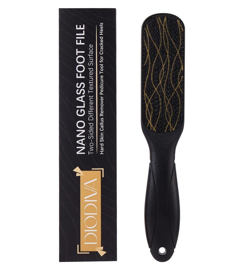 Nano Glass Foot File, Double-Sided Foot Callus Remover Feet Scrubber Hard & Dead Skin Hygienic Pedicure Tool in Shower Heel Scraper for Cracked Heels Smooth Feet Care Lima para Los pies (Black)