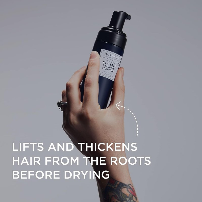 Murdock London Sea Salt Spray | Volume Mousse & Texture Paste Set - Paraben Free, Adds Texture & Volume, 150ml/5.07oz/1.76oz