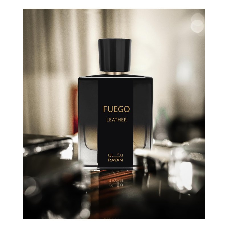 RAYAN Fuego Leather Perfume for Men – Long Lasting Arabian Eau De Parfum, 100mL (3.34 Fl oz) Men Perfume with Bergamot, Lavender, Vetiver, Sandalwood & Amber - Ideal Gift for Father's Day