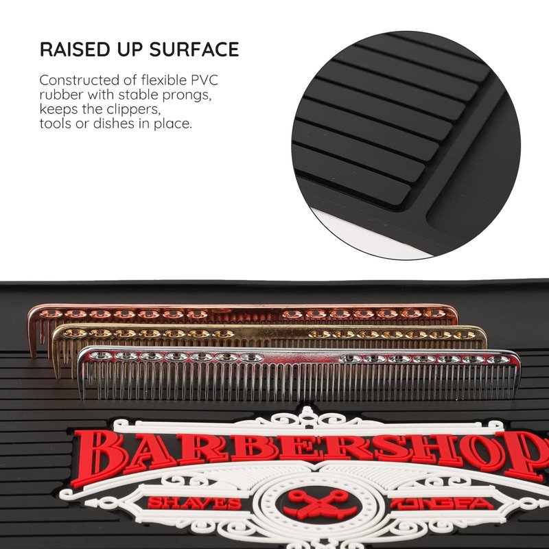 Segbeauty Barber Station Mat - 17.7" x 11.8" Flexible PVC Nonslip Tool Mat for Salon Workstations