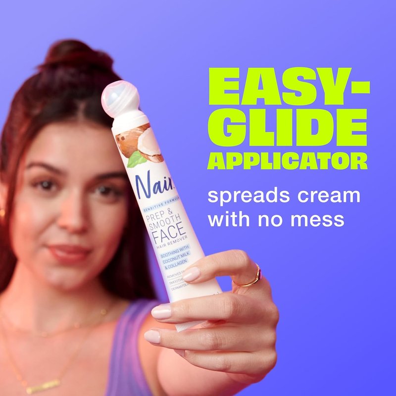 NAIR Exfoliating Facial Hair Removal Cream for Women - Smooth Skin with Collagen for Sensitive Skin