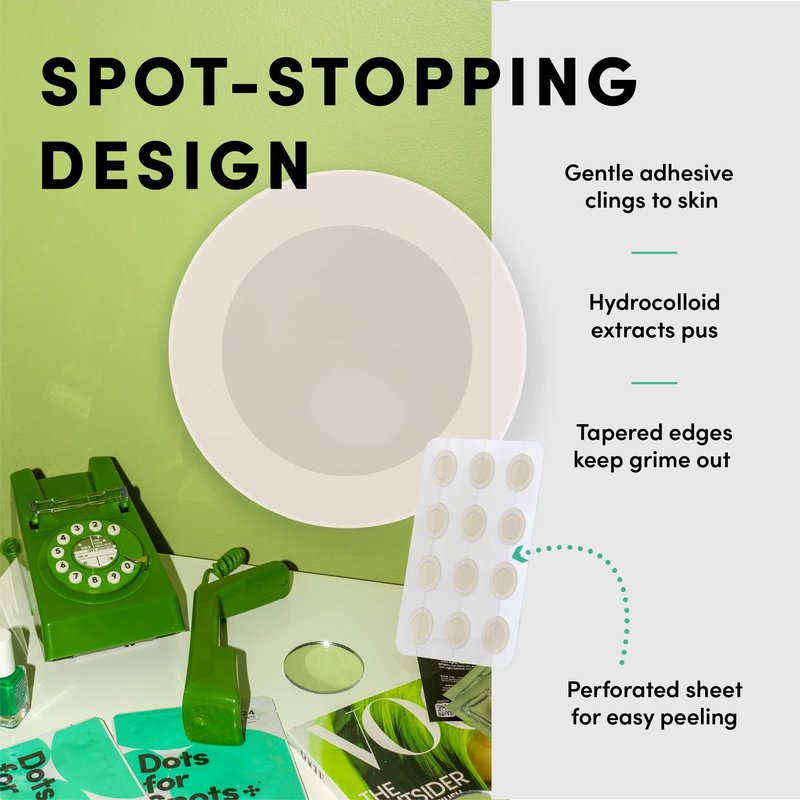 Dots for Spots Patches For Face - Fast Acting, Translucent Hydrocolloid Patches - Made in South Korea - Vegan, Cruelty Free - (24 count)