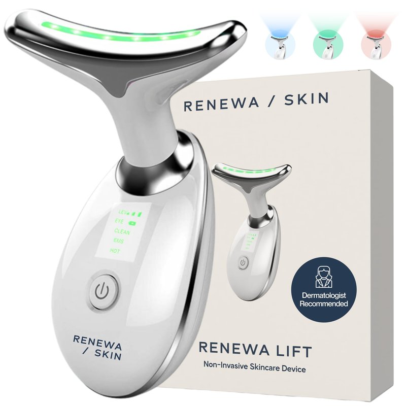 RenewaSkin Face & Neck Sculpting Tool Handheld Beauty Device with Gentle Light & Soothing Vibration At-Home Skincare Tool for a Smoother, Refreshed, and Radiant-Looking Complexion